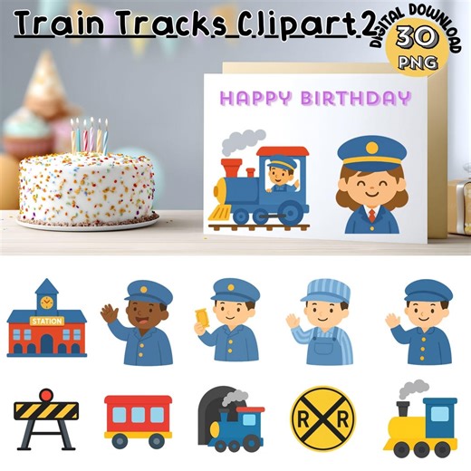 Train Tracks Clipart Bundle, Railroad Pngs (digital Download) - Etsy