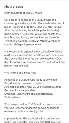 mod for bus simulator indonesia mod app you can download in app store