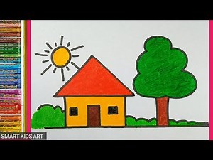 Drawing House From Shapes | Easy Scenery Drawing | Draw Smart