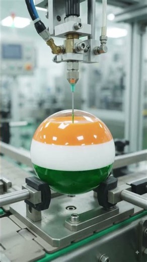 tiranga ball making process in factory ..Caption: 🇮🇳✨ From simple materials to a colorful ball...