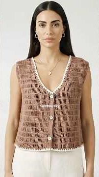 Easy 2 Row Crochet Vest #crochet #crochettutorial #crochettop #moderncrochet