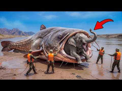 Unbelievable! Watch Giant Catfish Attack - Heroic Rescue Team Saves Careless Mother Elephant