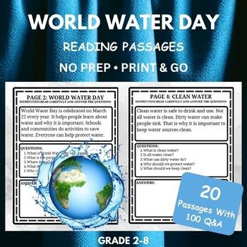World Water Day Activities Reading Comprehension Bundle Grades 2–8