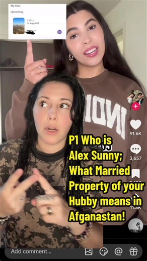 Part 1 Who is Alex Sunny? The woman who met, married, and is now planning to move to Afghanistan after her husband's visa to the U.S. was unsuccessful. This isn't about race. This isn't about religion. And it's certainly not about wanting to separate two people who love each other. It's about understanding the legal, cultural, and practical realities women can face when relocating to Afghanistan. Concern is not hate. People are asking questions because they genuinely want to make sure she's info