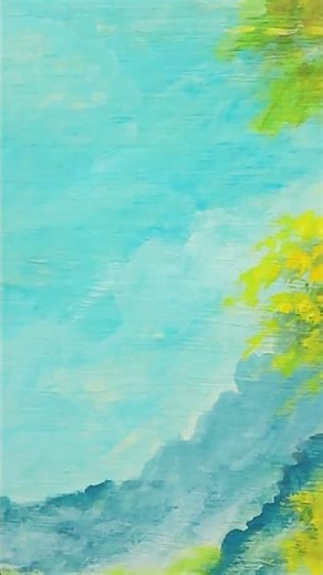 how I Painted this simple landscape 🖌️🎨❤️#art #painting #acrylicpainting