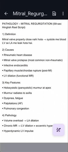 Mitral Regurgitation in 60 Seconds | Pathology Short | MBBS BHMS FMG