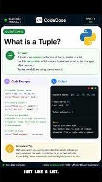 Top 5 Python Interview Questions for Beginners | Lists & Tuples Explained | Part 4 🐍 #CodeDose 008