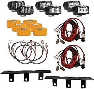 RIGID 46731 Triple SR-M Fog Light Bumper Mount KIT - FITS 2021 Ford Bronco Full Size, Includes 6 RIGID SR-M LED Lights.