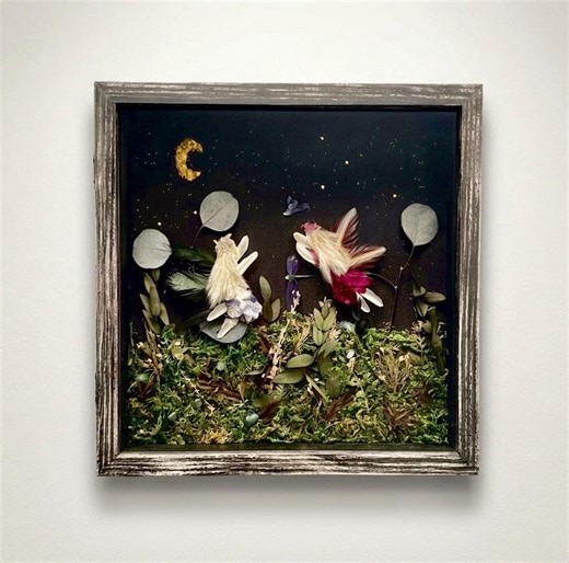 Celestial Whimsigoth Fairy Shadow Box | Real Dried Flowers Moss Art | Crystal Wall Decor 11x11 Framed - Etsy