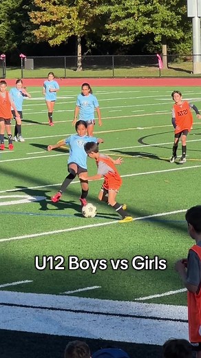 Highlights from our U12 Girls vs Boys scrimmage today, with a focus on less dribbling and more passing ⚽️ #youthsoccer #cedargrovenj #u12 #girlssoccer #kidssoccer