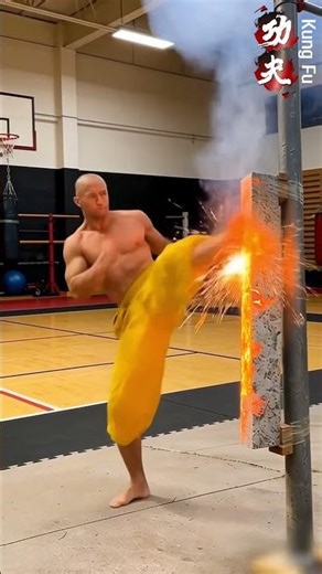 Iron Leg Power:One Kick Shatters Solid Granite#kungfu #金剛腿 #martialarts #ironleg #hardstyle #funny