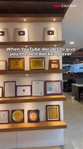 Adda Education on Instagram: "Not your usual office decor… this one’s earned💪 @youtubeindia @youtubecreatorsindia . . . . . . . . . . . . . . . . . . Adda247, Adda Education, online learning, study motivation, exam preparation, ssc preparation, banking exam prep, upsc preparation, railway exam prep, online coaching, study tips, learning online, education tips, motivational study, exam strategy, study hacks, career guidance, study inspiration, student motivation, learning journey, study habits, 