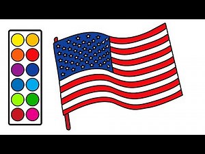 How To Draw USA Flag Coloring Pages For Children | Easy To Draw American Flag