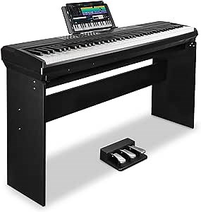 STRICH 88 Keys Weighted Keyboard with Stand & Sustain Pedal, Hammer-Action Digital Piano, 2x15W Built-In Speakers, Full-size Electric Piano Keyboard Supports USB-MIDI/Wireless Connect, SDP-120S