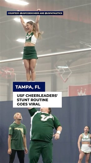 VIRAL VIDEO: A pair of USF coed cheerleaders are going viral for their award-winning routine. MORE: https://tinyurl.com/3yk6tmm9 | FOX 13 News - Tampa Bay