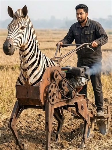 Zebra tractor brings new technology into modern farming 🤯🚜 smart design meets real field power. #farmingtech #agriculture #newmachines #smartfarming #fyp