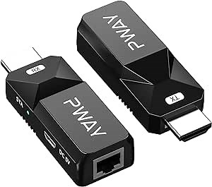 HDMI Extender 165ft/50m Hdmi Extender Over Ethernet 1080P Over Cat5 Cat6 Audio Video Hdmi to Ethernet Adapter Transmit Lossless Signal Extension Adapter