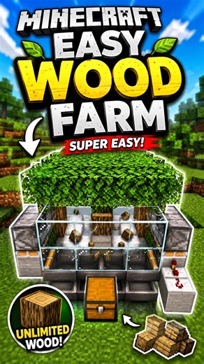 Minecraft Easy Wood Farm 🌳🔥 | Unlimited Wood in Seconds! #Shorts #minecraft