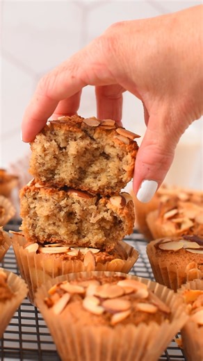 Carine Claudepierre on Instagram: "NO Eggs, NO Gluten, NO Dairy🙏Comment 'MUFFINS' and I'll DM you the recipe for these Almond Flour Muffins are easy 1-bowl healthy muffins with a moist almond flavor and crunchy toasted almonds on top. They are naturally gluten-free but also egg-free and dairy-free, perfect as a healthy snack or breakfast. . recipe linked in bio, and on my website: https://www.theconsciousplantkitchen.com/almond-flour-muffins/ . #almondflour #healthyrecipes #healthymuffins #muff