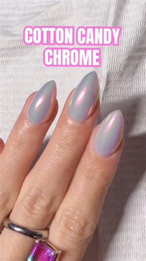 COTTON CANDY CHROME 🫧🪩 #chromenails #pinknails #gelnails #diynails #nailtutorial