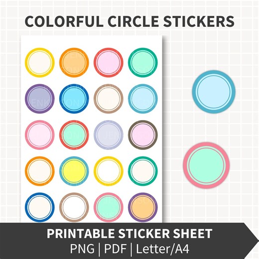 COLORFUL Circle Planner Stickers Printable, 1.5x1.5 Inch Write-in Circles, Two-tone Design for Planning Scrapbook, Instant Download - Etsy