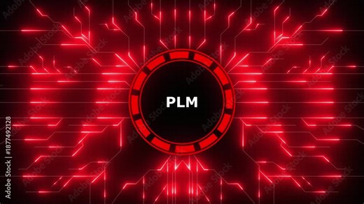 Animated digital plm logo design with circuitry background for technology presentations, 4k video