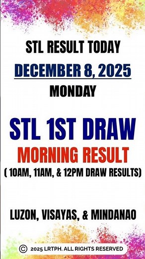 STL Result Today 1st Draw Result December 8 2025 - PCSO