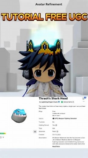 [FREE UGC] Roblox FREE UGC LIMITED HOW TO GET Thrash's Shark Head in Untitled Fling Game #roblox