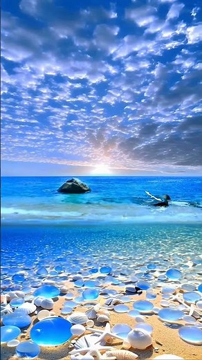 “AI Beach Dreamscape | Crystal Blue Ocean & Magical Sunrise” #nature #relax #relaxing