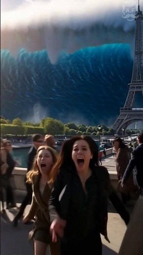 A tsunami engulfs the Seine River promenade in Paris! 💥 파리 센느강을 덮치는 무시무시한 쓰나미!