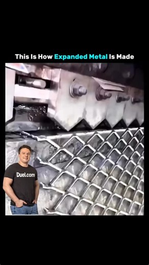 LEVIATHAN on Instagram: "Expanded metal is made by a mechanical process that involves simultaneously slitting and stretching a sheet of metal to form a mesh of diamond- or hexagon-shaped openings. The process starts with a solid metal sheet, which is fed into an expanding machine equipped with a patterned cutting die. As the metal moves through the machine, the die makes staggered cuts without removing any material, and at the same time, the sheet is pulled or stretched lengthwise. This causes t