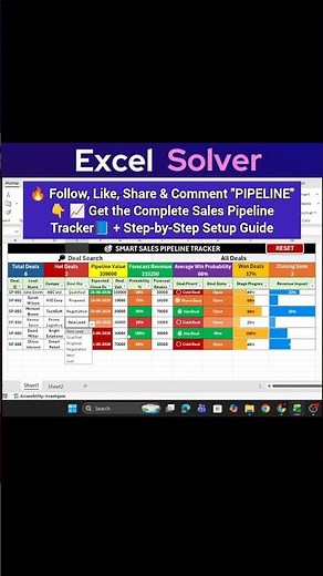 😱 I Built a Sales Pipeline Software in Excel! 🔥📈 #shortsfeed