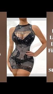 Classy Black Mesh Bodysuit Lingerie | Rhinestone Fishnet Dress | Sparkle Stripper Outfit