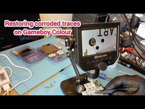 Repairing a corroded trace on a Gameboy Colour