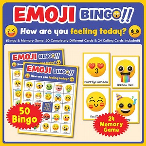 Emoji Bingo & Memory Game: Fun Printable Kids Activity (PDF Download) - Etsy