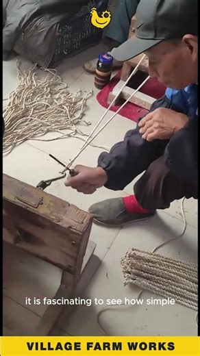 Simple Wooden Tool 🧵 Turns String Into Strong Rope #RopeMaking