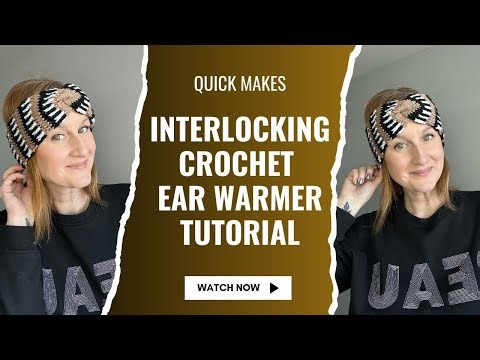 How To Make Interlocking Crochet Ear Warmer - step by step tutorial - easily adjustable