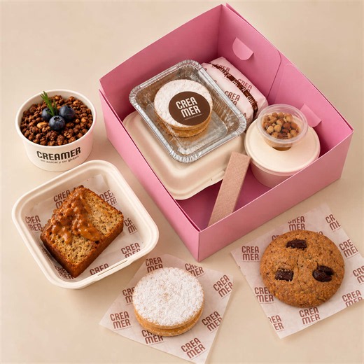 Box degustación Crimer S/59: 1 cuchareable, Toffee Cake, alfajor y galleta