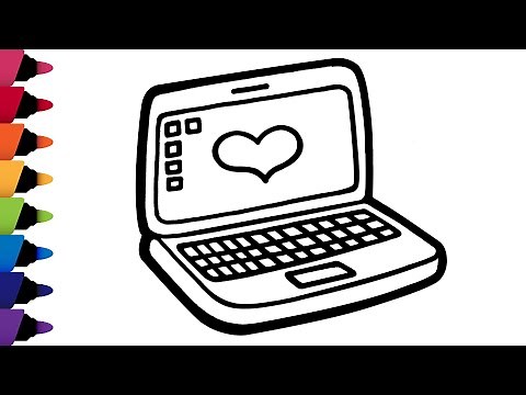 How to Draw a Laptop Computer Easy step by step | Easy Drawing and Coloring tutorial for kids