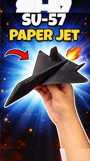 SU-57 Paper Jet Flies FAR! ✈️🔥 Easy Tutorial #paperplane #origami #diy #shorts