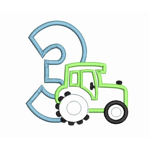 3rd Birthday Tractor Shirt | Tractor Applique Embroidery File Stitch Out