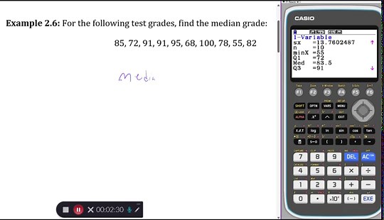 Using Casio fx CG50 to enter data into a list and calculate the median