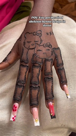Unique Skeleton Henna Design for Eid Celebrations
