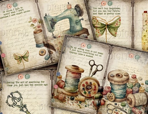 Sewing Junk Journal: Funny Sewing Quotes Collage (PDF) - Etsy