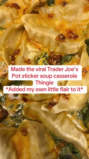 I made the viral Trader Joe’s pot sticker soup/casserole whatever. Everything was purchased from Trader Joe’s. Guys it’s delicious! Try it for sure. My son literally ate 90% of it 🤣🤣 definitely will be on repeat! #traderjoesfoodreviews #traderjoes #dinnerideas #potstickersoup