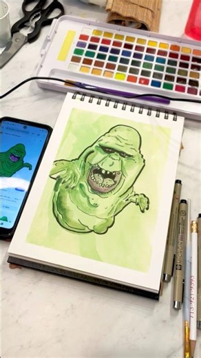 Draw with me slimer from the Ghostbusters. #ArtVideos￼