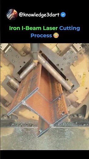 Iron I-Beam Laser Cutting Process 😳
