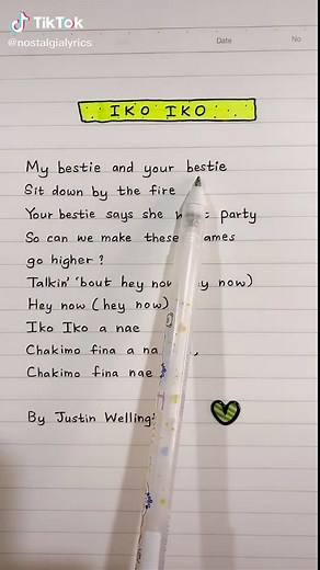 IKO IKO 💃 #handwriting #lyrics #foryou #fyp #duet #duetwithme #ikoiko #sundayfunday