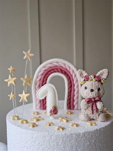 Handmade Fondant Bunny Cake Topper | First Birthday Decoration - Etsy