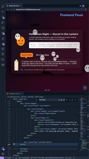 I Coded a Spooky Halloween Scene with Just HTML & CSS 🎃👻 #shorts #htmlcss #halloween